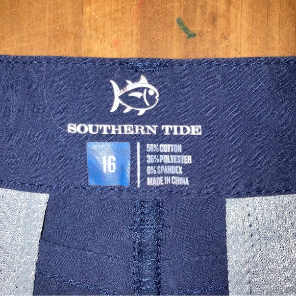 Southern Tide Boy’s Navy Blue Flat Front Chino Shorts - Picture 4 of 5